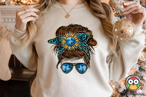 Bowling Messy Bun Sublimation Sublimation Owlsome.Designs 