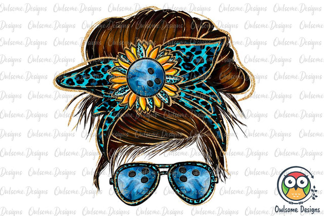 Bowling Messy Bun Sublimation Sublimation Owlsome.Designs 
