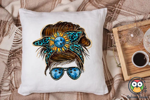 Bowling Messy Bun Sublimation Sublimation Owlsome.Designs 