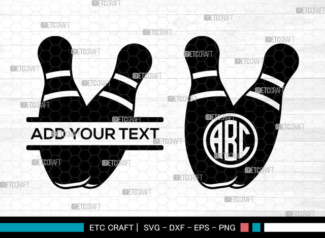 Bowling Monogram SVG, Bowling SVG, Bowling Ball Svg, Bowling Ball Silhouette, Sports Svg, Bowling Split Monogram, Bowling SVG ETC Craft 
