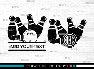 Bowling Monogram SVG, Bowling SVG, Bowling Ball Svg, Bowling Ball Silhouette, Sports Svg, Bowling Split Monogram, Bowling SVG ETC Craft 