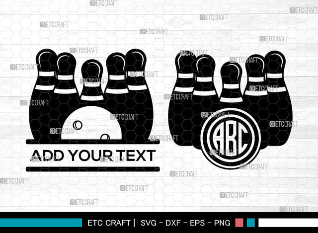 Bowling Monogram SVG, Bowling SVG, Bowling Ball Svg, Bowling Ball Silhouette, Sports Svg, Bowling Split Monogram, Bowling SVG ETC Craft 