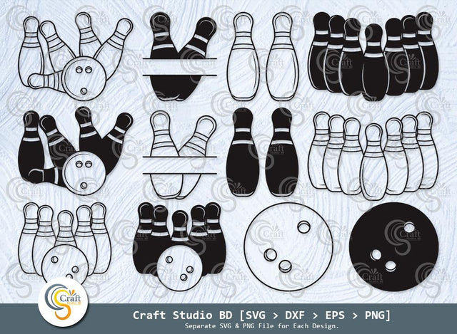 Bowling Silhouette, Bowling SVG, Bowling Ball Svg, Bowling Ball Silhouette, Sports Svg, Bowling Split Monogram, Bowling Bundle SVG ETC Craft 