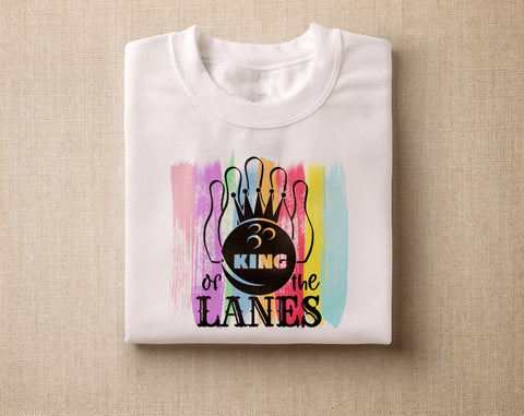 Bowling Sublimation Designs Bundle, 6 Designs, Bowling PNG files, Bowling Shirt PNG, King Of The Lanes PNG, Queen Of The Lanes PNG Sublimation HappyDesignStudio 