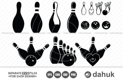 Bowling svg | Bowling Pins And Ball SVG cut files | Bowling Clip Art | bowling cutting files | svg, dxf, png, eps SVG dahukdesign 
