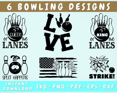 Bowling SVG Bundle, 6 Designs, Bowling Quotes SVG, Bowling Cut Files ...