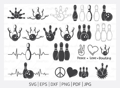 Bowling SVG File, Bowling clipart, Bowling Svg Bundle, Peace love bowling svg, Bowling pin svg, Bowling silhouette, Bowling Heartbeat svg SVG Dinvect 