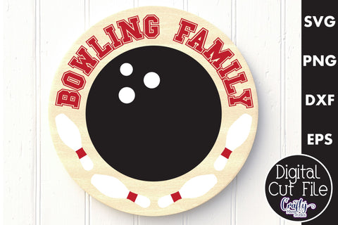 Bowling Svg, Round Sports Sign, Sport Family Door Hanger SVG Crafty Mama Studios 