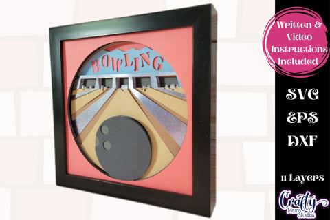 Bowling Svg Shadow Box, 3D Layered Sports Bowling Cut File SVG Crafty Mama Studios 