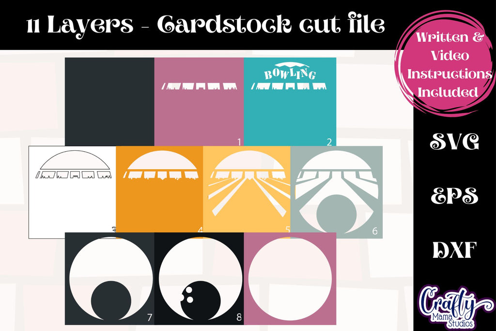 Bowling Svg Shadow Box, 3D Layered Sports Bowling Cut File - So Fontsy