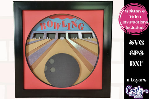 Bowling Svg Shadow Box, 3D Layered Sports Bowling Cut File SVG Crafty Mama Studios 