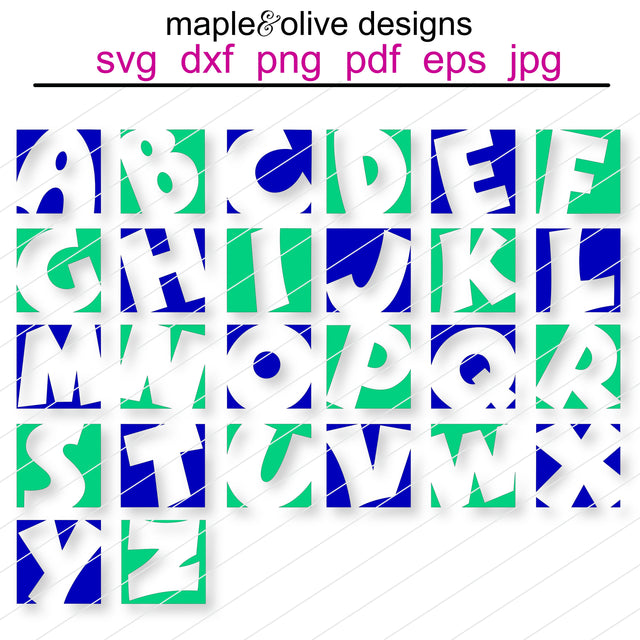 Box Alphabet Hand Lettered SVG Cut File Fun, Funky and Versatile SVG Maple & Olive Designs 