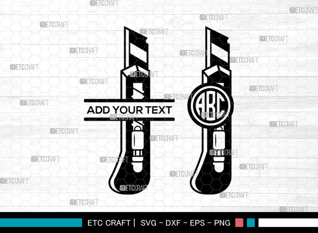 Box Cutter Monogram SVG, Circle Monogram Svg, Paper Cutter Svg, Cutter Knife Svg, Box Cutter Knife Svg, Split Monogram Svg, Box Cutter Svg Bundle SVG ETC Craft 