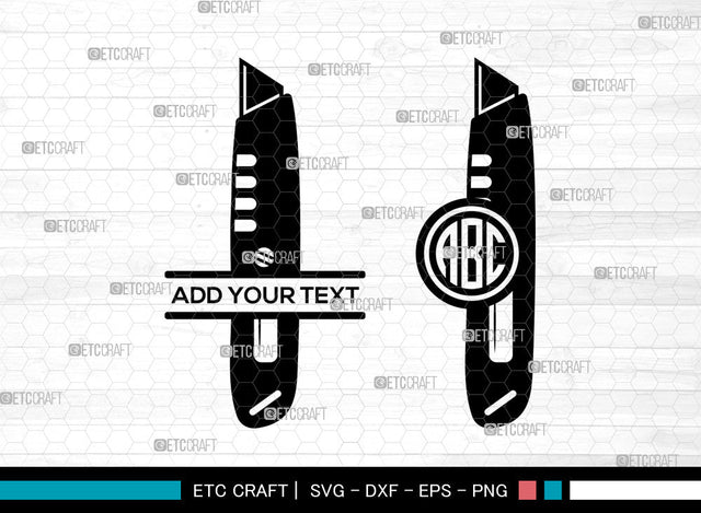 Box Cutter Monogram SVG, Circle Monogram Svg, Paper Cutter Svg, Cutter Knife Svg, Box Cutter Knife Svg, Split Monogram Svg, Box Cutter Svg Bundle SVG ETC Craft 