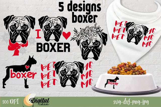 Boxer ClipArt SVG Design | Dog SVG Bundle | Dog Silhouette SVG Evgenyia Guschina 
