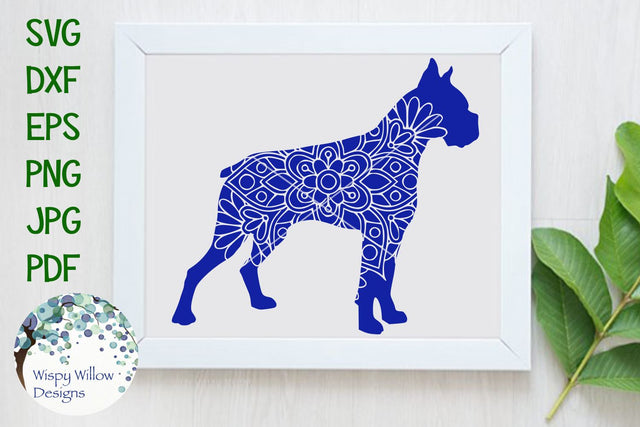 Boxer Dog | Animal Mandala SVG SVG Wispy Willow Designs 