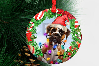 Boxer Dog Christmas Ornament Png,Western Christmas Ornament Png,Round Christmas Ornament,Dog Christmas Ornament Sublimation Design Download Sublimation BOO-design 