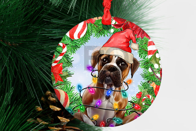 Boxer Dog Christmas Ornament Png,Western Christmas Ornament Png,Round Christmas Ornament,Dog Christmas Ornament Sublimation Design Download Sublimation BOO-design 