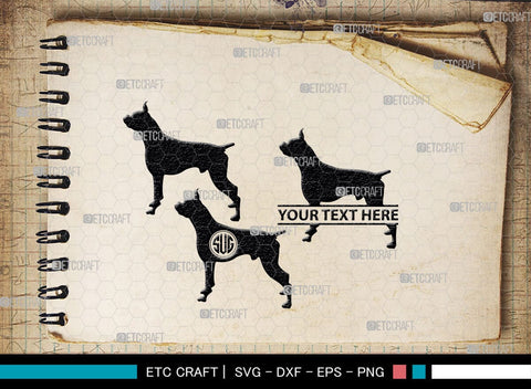 Boxer Dog Monogram, Boxer Dog Silhouette, Boxer Dog SVG, Bulldog Svg, Dog Svg, Animal Svg, SB00230 SVG ETC Craft 