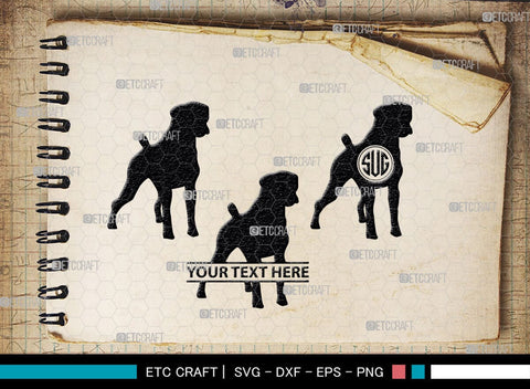 Boxer Dog Monogram, Boxer Dog Silhouette, Boxer Dog SVG, Bulldog Svg, Dog Svg, Animal Svg, SB00230 SVG ETC Craft 