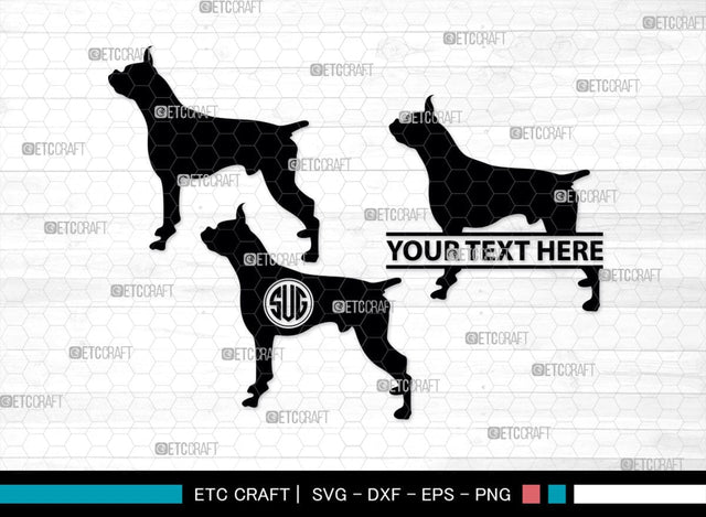 Boxer Dog Monogram, Boxer Dog Silhouette, Boxer Dog SVG, Bulldog Svg, Dog Svg, Animal Svg, SB00230 SVG ETC Craft 