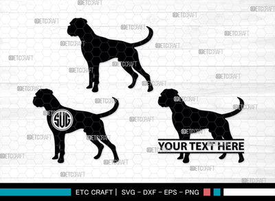 Boxer Dog Monogram, Boxer Dog Silhouette, Boxer Dog SVG, Bulldog Svg, Dog Svg, Animal Svg, SB00230 SVG ETC Craft 