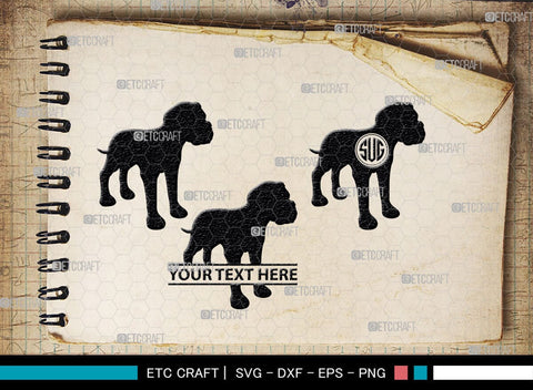 Boxer Dog Monogram, Boxer Dog Silhouette, Boxer Dog SVG, Bulldog Svg, Dog Svg, Animal Svg, SB00230 SVG ETC Craft 