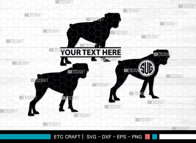 Boxer Dog Monogram, Boxer Dog Silhouette, Boxer Dog SVG, Bulldog Svg, Dog Svg, Animal Svg, SB00230 SVG ETC Craft 
