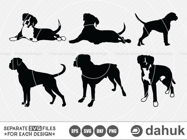 Boxer Dog Silhouettes,Dog Silhouettes,Boxer Dog SVG,Cut file for silhouette SVG dahukdesign 