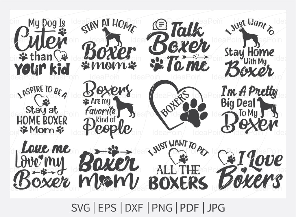 Boxer Dog Svg Bundle, Boxer Dog SVG, Boxer Dog Png, Boxer Dad, Boxer ...