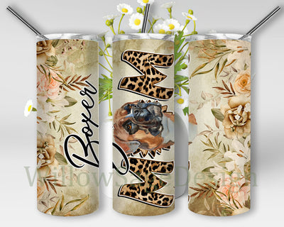 Boxer Mom 20oz Tumbler Png, Mom Leopard Design Png, Floral Tumbler Wrap, Dog Mom Tumbler Design, Dog Lover Tumbler Template, Mothers Day Gift, Digital Download Sublimation WillowSageDesign 
