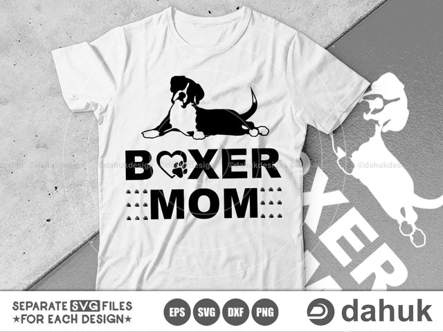 Boxer Mom SVG, Boxer Dog, Dog Silhouettes,Boxer Dog SVG,Cut file for silhouette SVG dahukdesign 