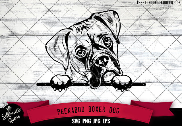 Boxer Peek A Boo| Peekaboo | Peeking Dog Face SVG for Glowforge, Cricut, Laser, Silhouette, Scan n cut files SVG Loveleen Kaur 