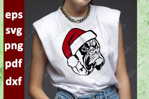 Boxer Santa Hat Cut File Clipart PNG SVG EPS DXF PDF SVG nikola 