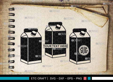 Boxes For Milk And Juice Monogram, Boxes For Milk And Juice Silhouette, Milk And Juice Box SVG, Juice Box Svg, Boxes Milk Svg, Milk Box Svg, Milk Box Bundle, SB00460 SVG ETC Craft 