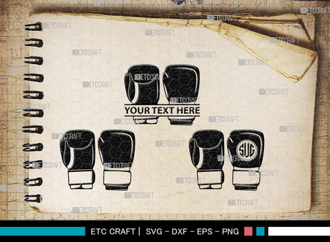 Boxing Gloves monogram, Boxing Gloves Silhouette, Sport Gloves Svg, Boxing Svg, Sports svg, Fighting Svg, Boxing Gloves Svg, SB00108 SVG ETC Craft 