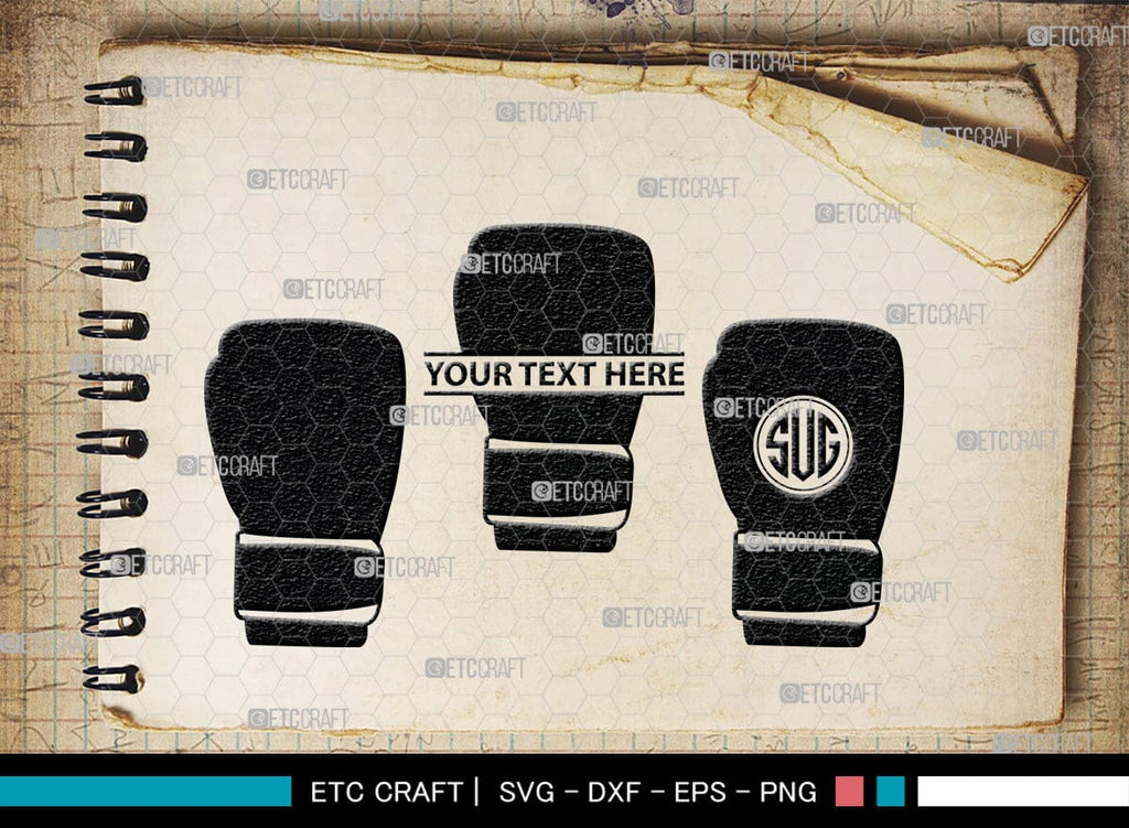 Boxing Gloves monogram, Boxing Gloves Silhouette, Sport Gloves Svg ...