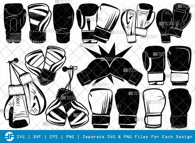 Boxing Gloves SVG Cut Files | Sport Gloves Silhouette SVG ETC Craft 