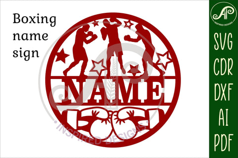 Boxing male name sign svg laser cut template SVG APInspireddesigns 