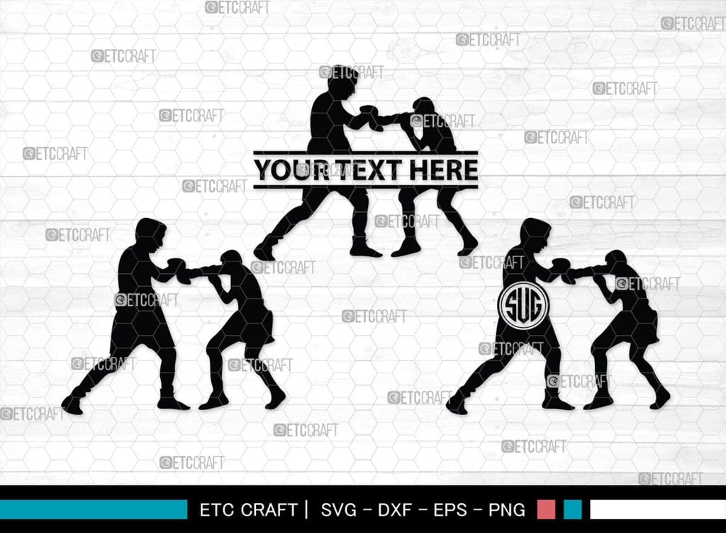 Boxing Monogram, Boxing Silhouette, Fighting Svg, Boxing Svg, Sports ...