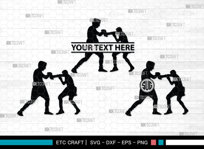 Boxing Monogram, Boxing Silhouette, Fighting Svg, Boxing Svg, Sports svg, kickboxing Svg, SB00107 SVG ETC Craft 