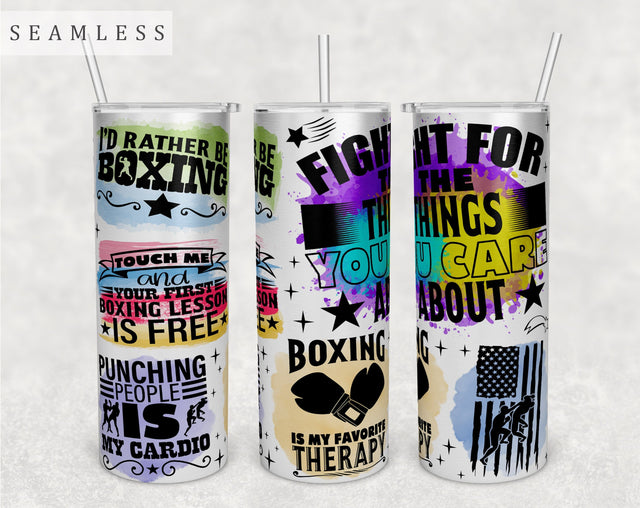 Boxing Quotes Tumbler Wrap, 20 Oz Skinny Tumbler Sublimation Design, Seamless Boxing Sayings Tumbler PNG Sublimation HappyDesignStudio 