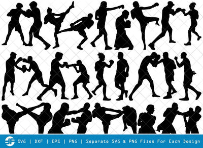 Boxing SVG Cut Files | Kickboxing Women Silhouette Bundle SVG ETC Craft 