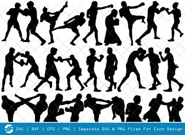Boxing SVG Cut Files | Kickboxing Women Silhouette Bundle SVG ETC Craft 