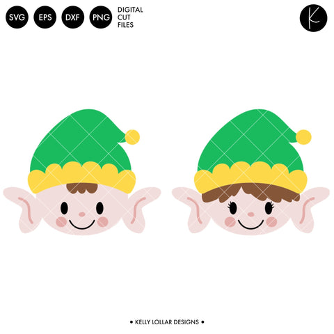 Boy and Girl Elf Faces SVG Kelly Lollar Designs 