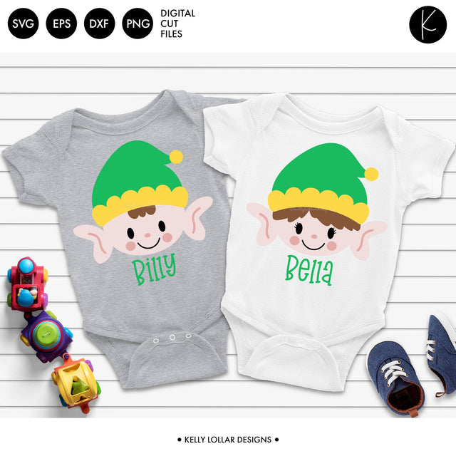 Boy and Girl Elf Faces SVG Kelly Lollar Designs 