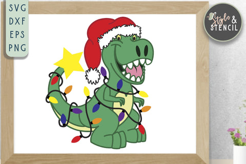 Boy Christmas SVG | Christmas | Christmas Tree Rex SVG Style and Stencil 