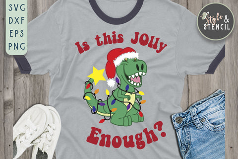 Boy Christmas SVG | Christmas | Christmas Tree Rex SVG Style and Stencil 