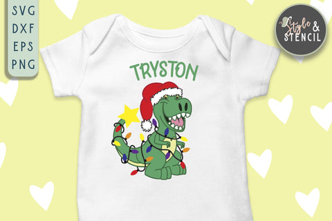 Boy Christmas SVG | Christmas | Christmas Tree Rex SVG Style and Stencil 