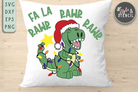 Boy Christmas SVG | Christmas | Christmas Tree Rex SVG Style and Stencil 